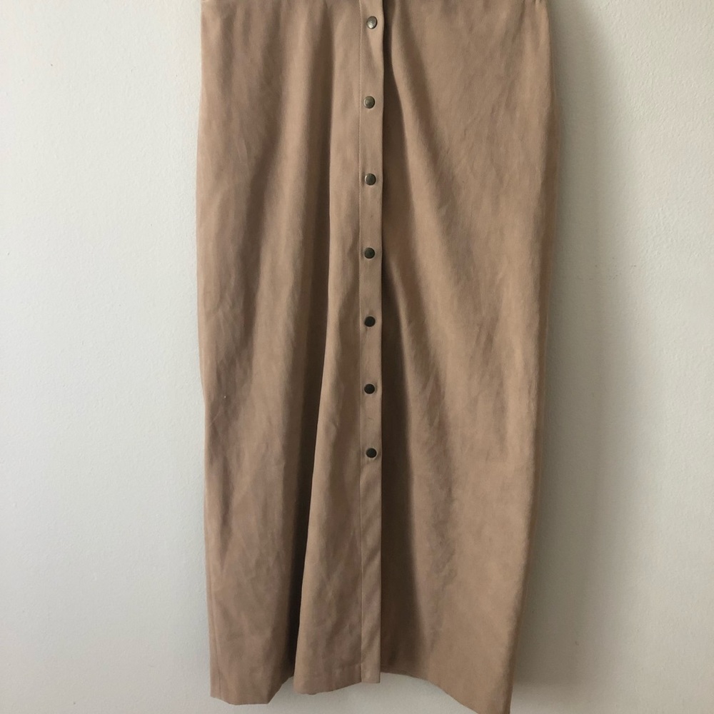 Lennie NY suede tan button down maxi skirt size 10